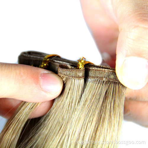 Silk straight flat weft indian hair, 100 virgin human invisible flat wefts,hair extensions double drawn indian flat weft
